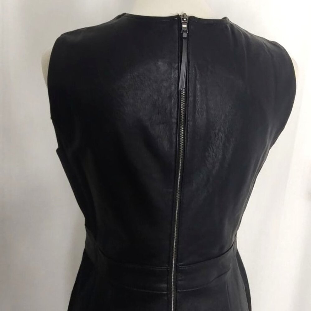 SPANX Dress Black Leather Like Combo Fitted M Delux Sheath Sleeveless 2039 - Picture 13 of 16